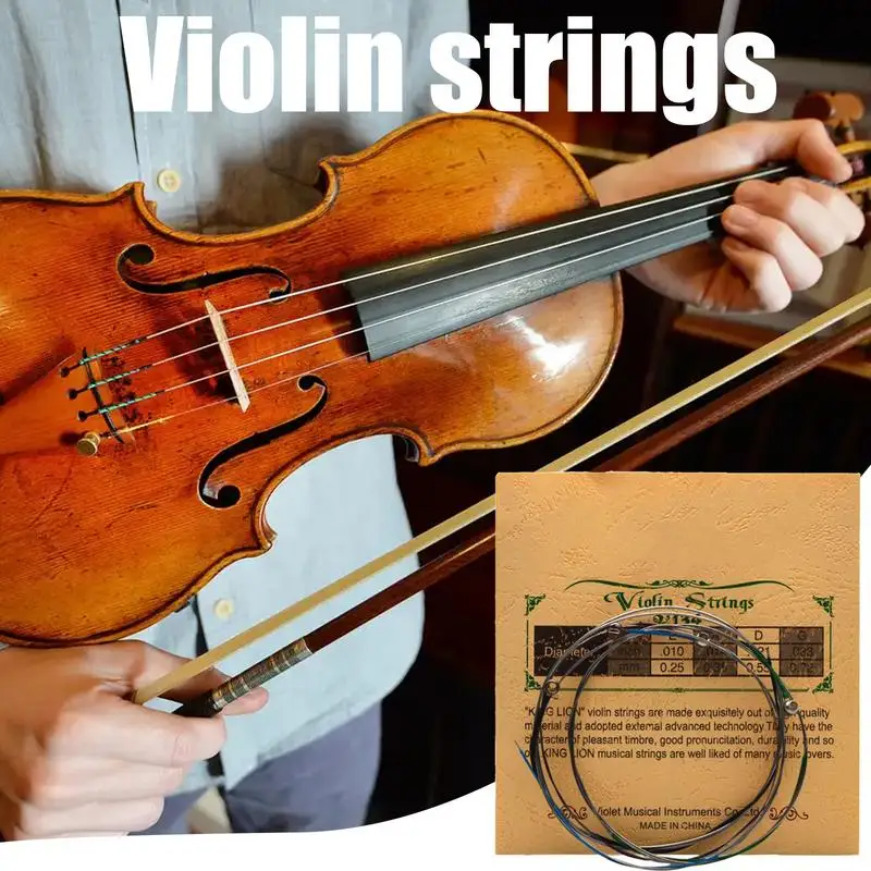 Violin String Set Solid Steel Core Rich Tone Strings Replacement For Fiddle Handcrafted Violin Instruments Strings For Student