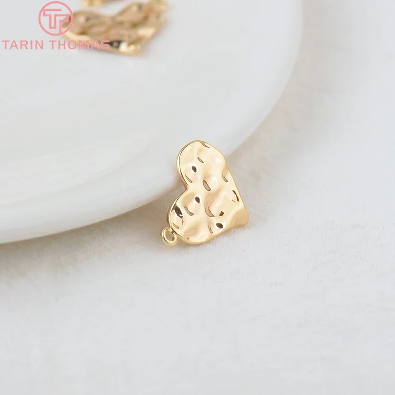 (1373)10PCS 14x12MM 24K Gold Color Brass Heart Pendants Charms High Quality Diy Jewelry Findings Accessories