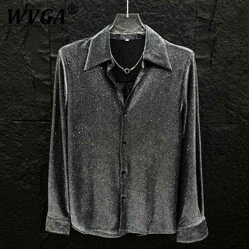 

WVGA Spring Summer New Men's Tide Techwear High Street Starry Sky Long Sleeve Shirts Niche Stylish Loose Casual Shirt Ins W7488