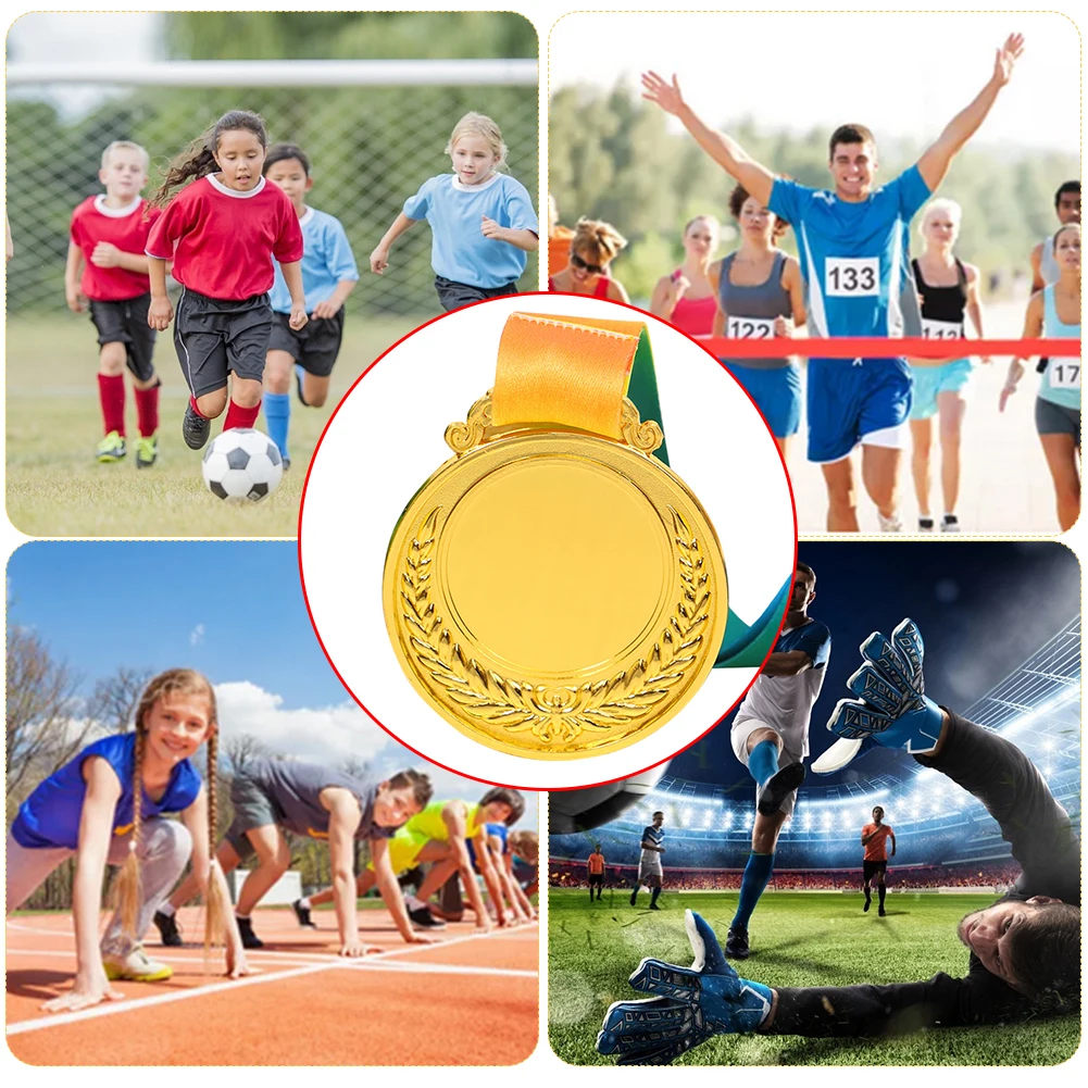 2 Inches Gold Silver Bronze Award Medal with Neck Ribbon Winner Award Round for Kids Sports Meeting