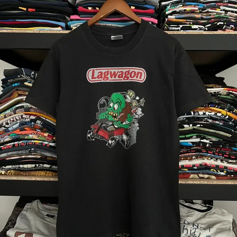 تي شيرت كلاسيكي من التسعينيات Lagwagon Fat Wreck Chords باللون الأسود #1