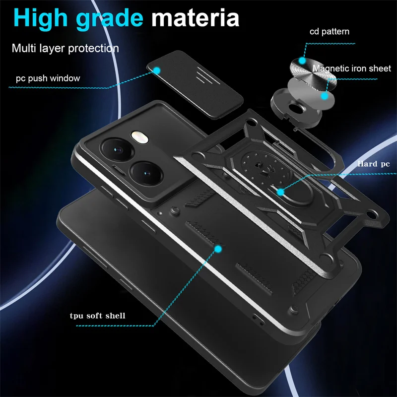 Poco X7 Pro 5G حافظة منزلق عدسة الكاميرا غطاء مدرع لشاومي Poko Poxo Pocco Little X 7 Pro X7Pro حامل حلقة مغناطيسي للسيارة Coque