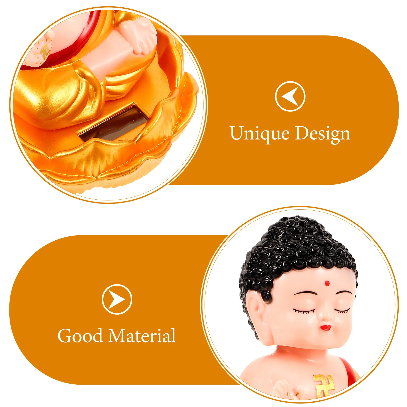 

Gold Robe Buddha Statue Solar-Powered Mini Craft For Car Dashboard Desktop Home Decor Table Ornament Retro Vintage