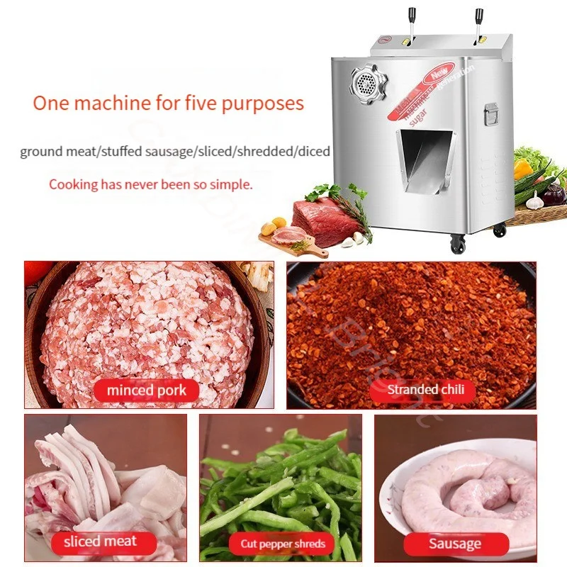 Mesin Cincang Daging Commercial High Power สแตนเลสสตีลหลายฟังก์ชั่นอัตโนมัติ Slicing Machine เครื่องมือทำครัว