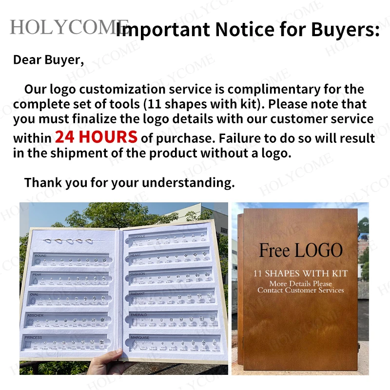 Custom Comparison Chart Kit Set Reference Various Fancy Shapes Gemstone 5A Cubic Zirconia Diamond Carat Sizes for Jewelry Store
