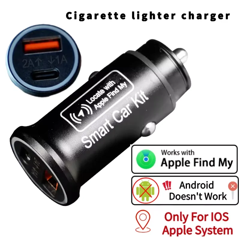 New Car Charger Cigarette Lighter USB Type-C Adapter Hidden GPS Locator Track Find My Plug and Play for IOS Apple System