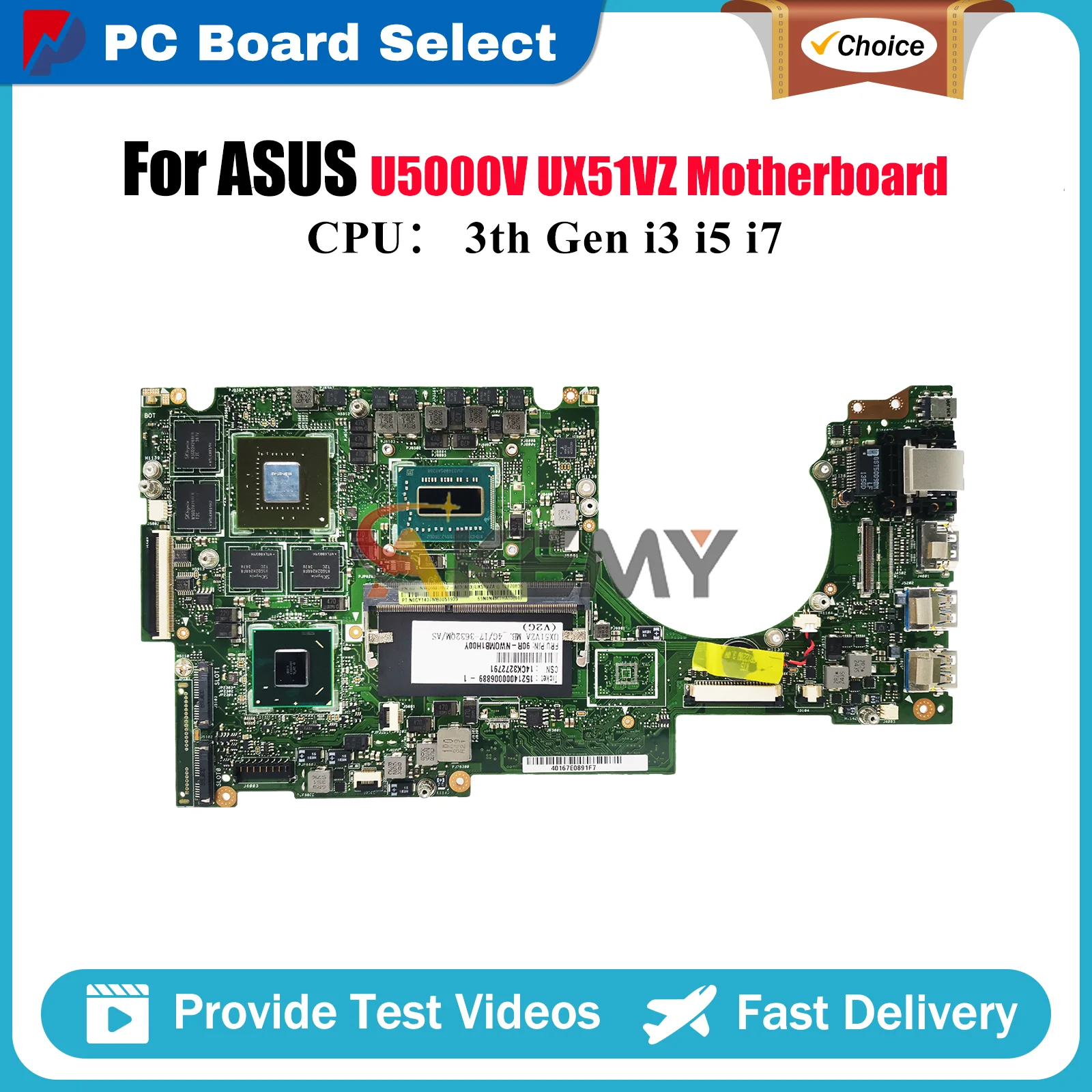 

UX51VZ Материнская плата для ноутбука ASUS ZenBook U5000V UX51V UX51VZ Материнская плата для ноутбука с процессором i3 i5 i7 100% тестирование ОК быстрая доставка