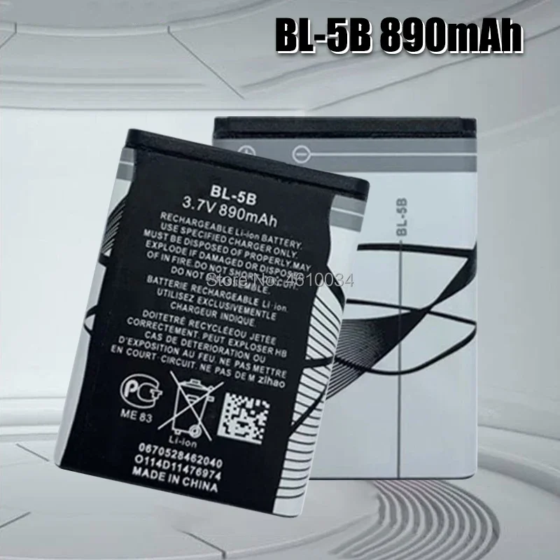 BL-5B-Batería de repuesto de iones de litio recargable integrada, 3,7 V, 890mAh, protección PTC, para Nokia 3220 / 3230