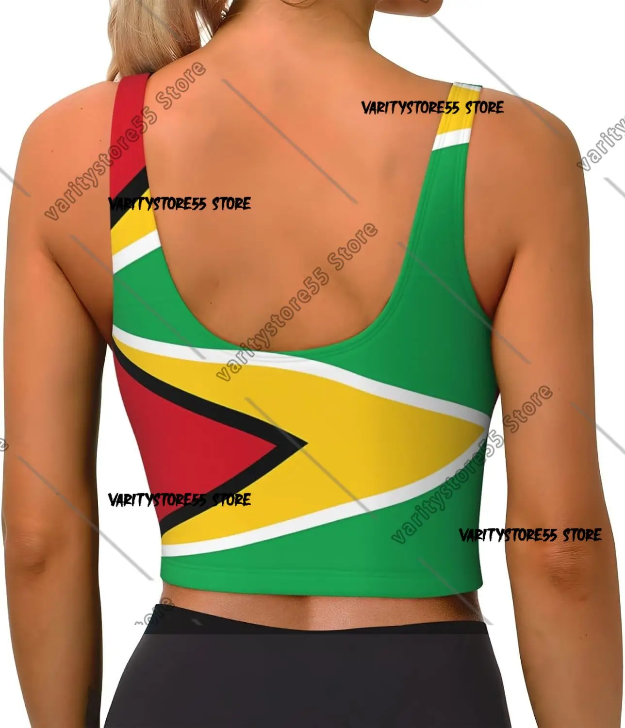 Flag Women's Sports Bras Yoga Crop Gym Tank Tops Back Exercise Workout Top Removable Pads Fitness Sleeveless Shirt