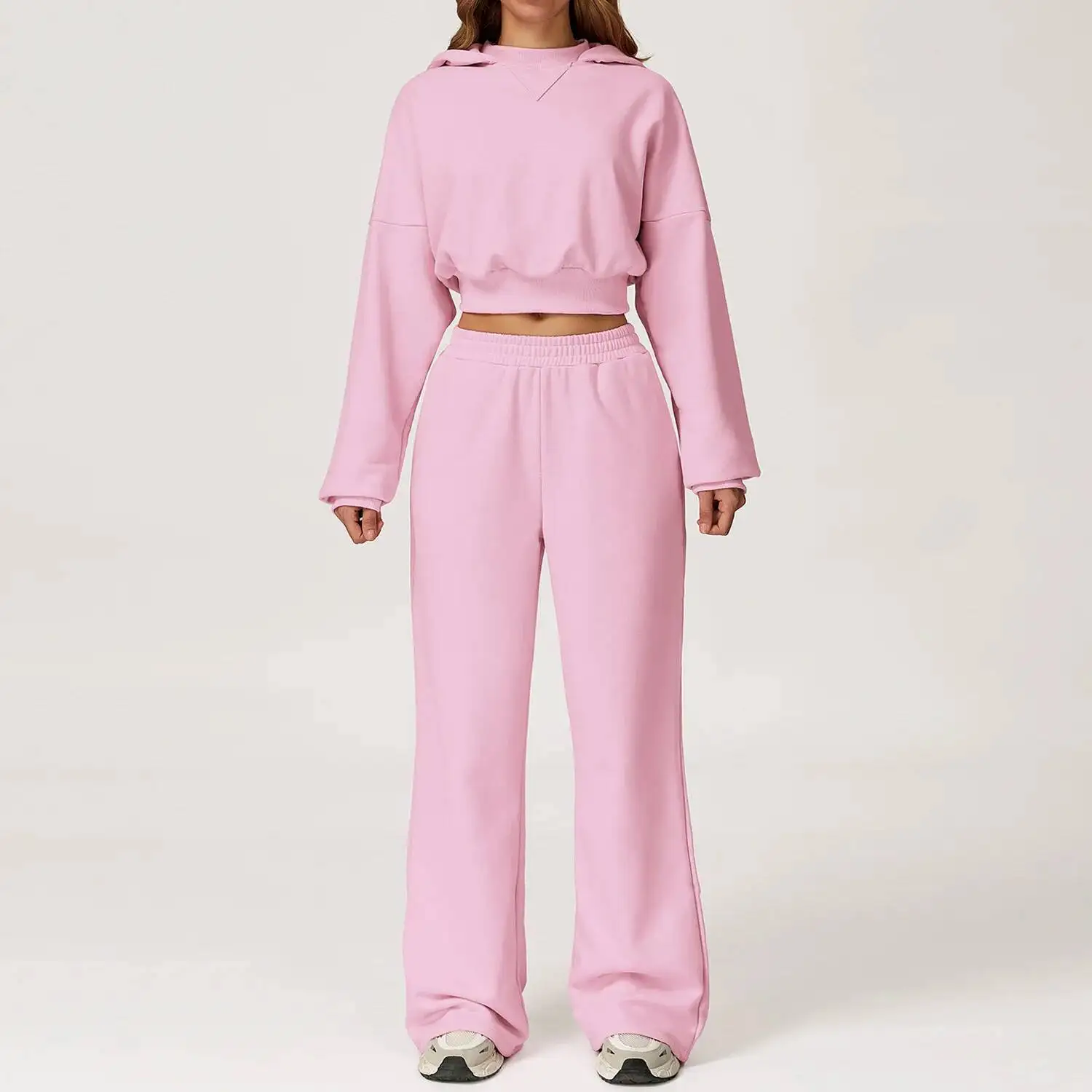 

Ningyu PCS New Autumn Winter Hooded Sweatshirt Clothes Outdoor Loose Yoga Set Women Casual Running Sportswear