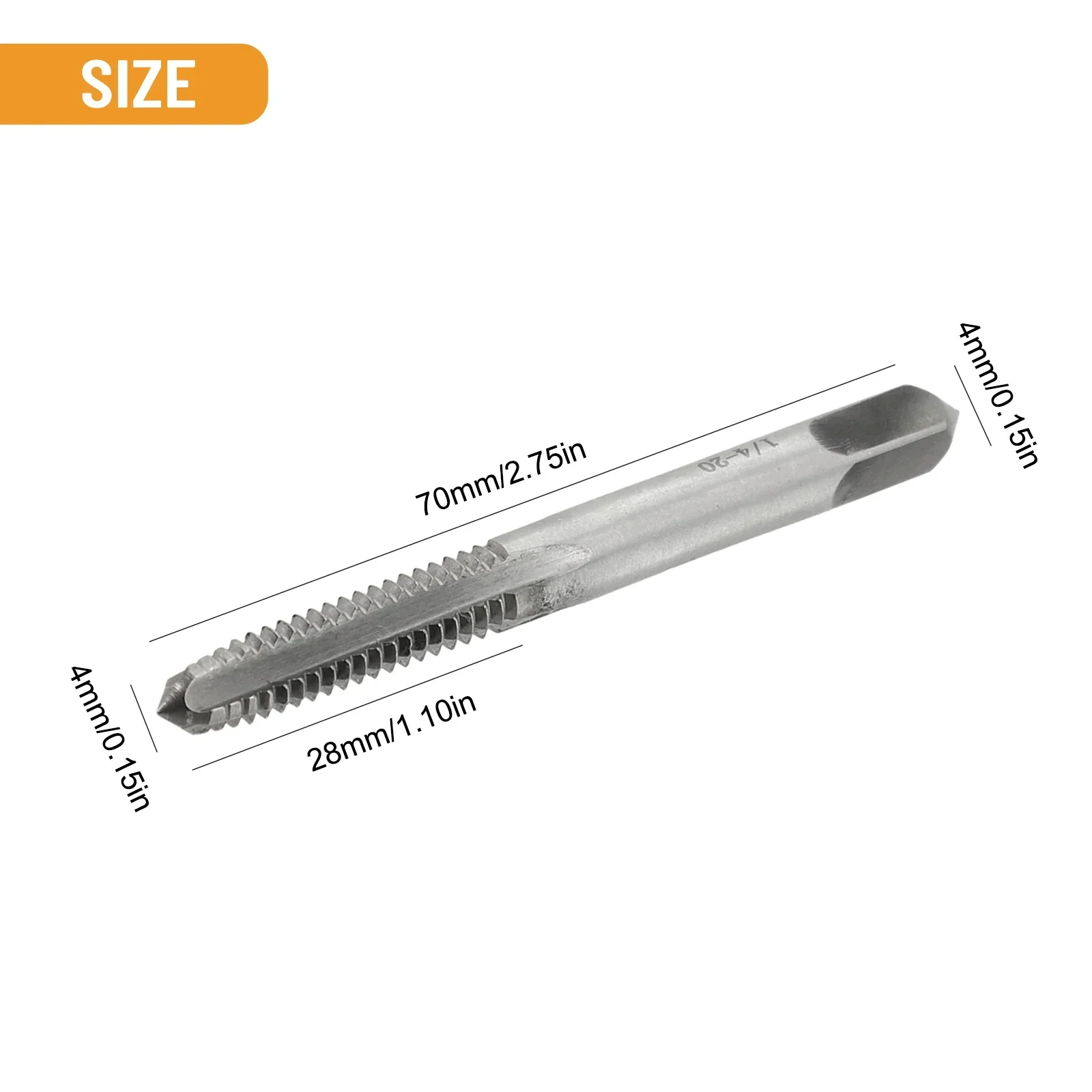 1pc 1/4-20 UNC-2B HSS Right Hand Thread Drill Screw Tap 70mm Spiral Point Straight Flute Hand Drilling Tools Screw Tap HSS
