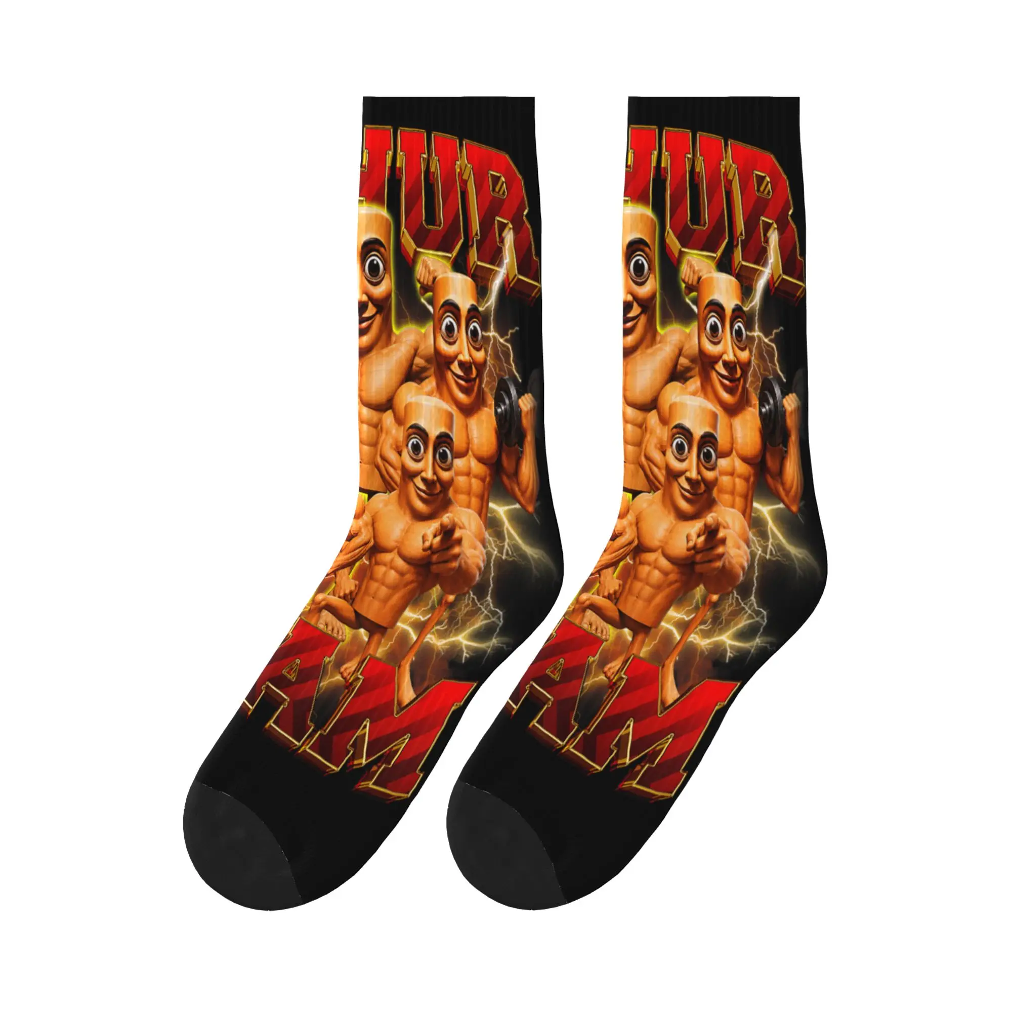 Tung Tung Sahur Workout Team Bootleg Y2K Gym Brainrot Meme Socks Stockings Men's Comfortable Outdoor Socks Winter Anti Socks