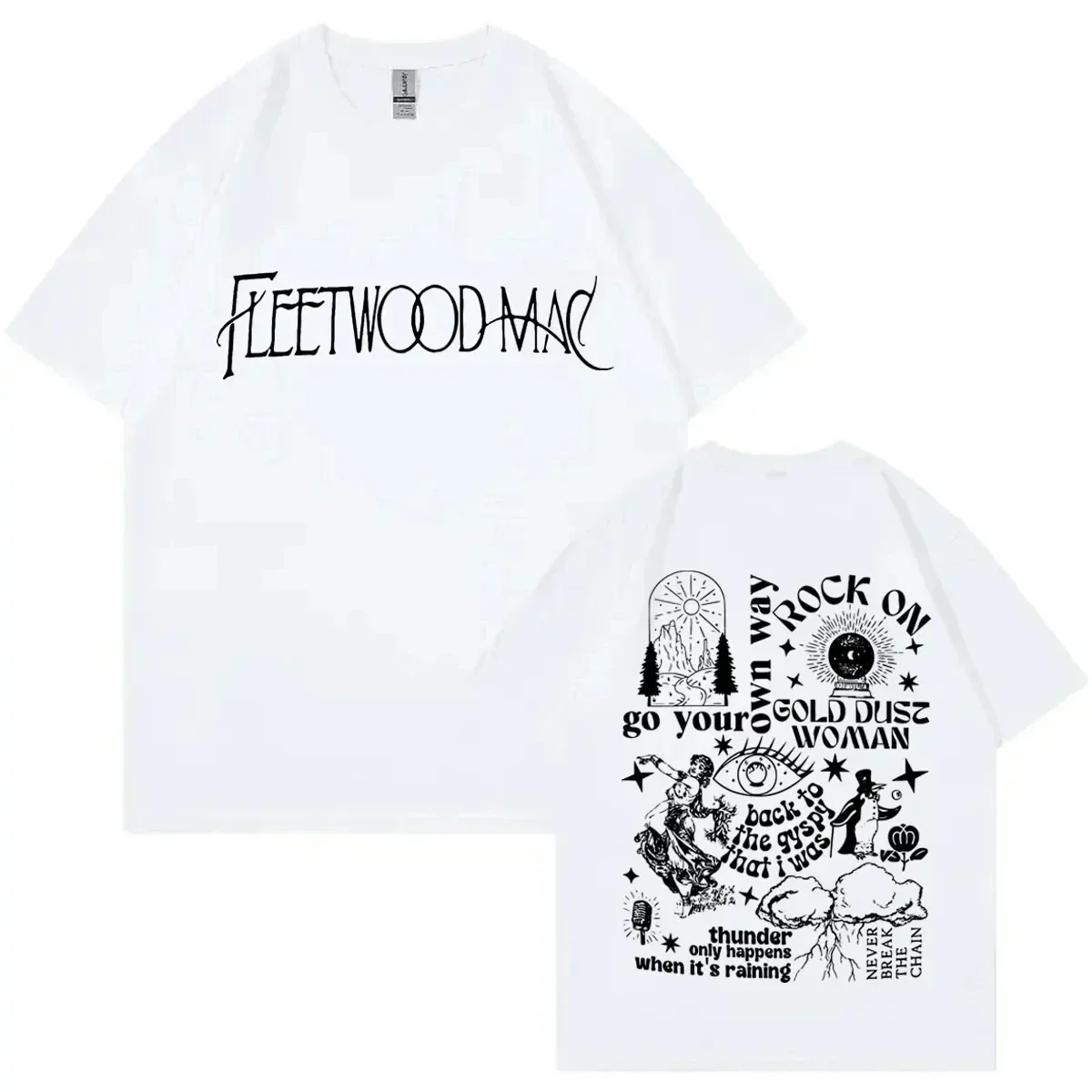 

Men's Fleetwood Mac band pattern printed 100% short-sleeved T-shirt, rock and hip-hop street fashion trend clothing