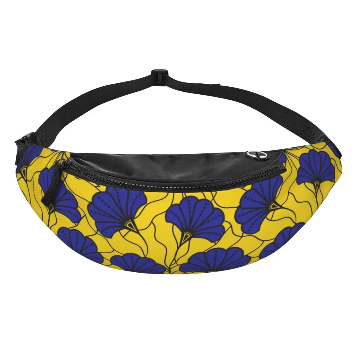 Custom Botanical Abstract Floral Fanny Pack Men Women African Ankara Style Crossbody Waist Bag for Running Phone Money Pouch