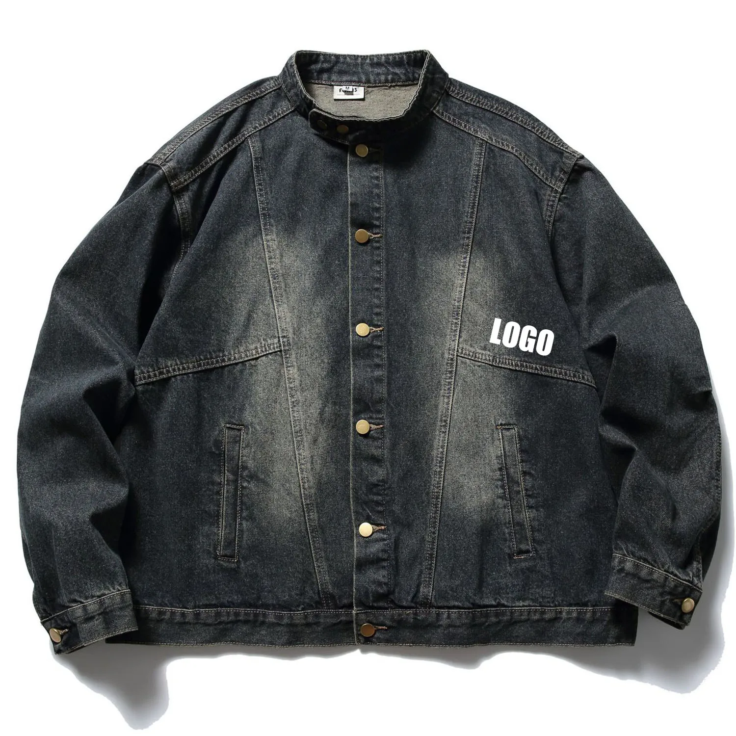 Customized LOGO men's spring and autumn new retro Korean series old washed denim jacket men's and women's neutral loose jacket
