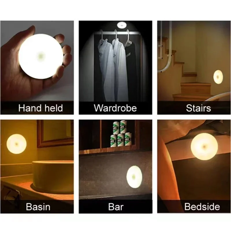 3Color Adjustable LED Night Light USB Rechargeable Night Lamp For Kitchen Cabinet Wardrobe Lamp Staircase Wireless Closet Light