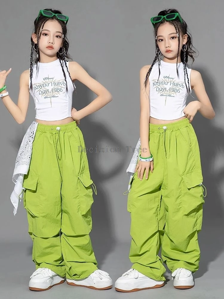 2024 chinese style fashionable trendy jazz dance set girls hip-hop slimming navel baring outfit youthful dazzling dance garment