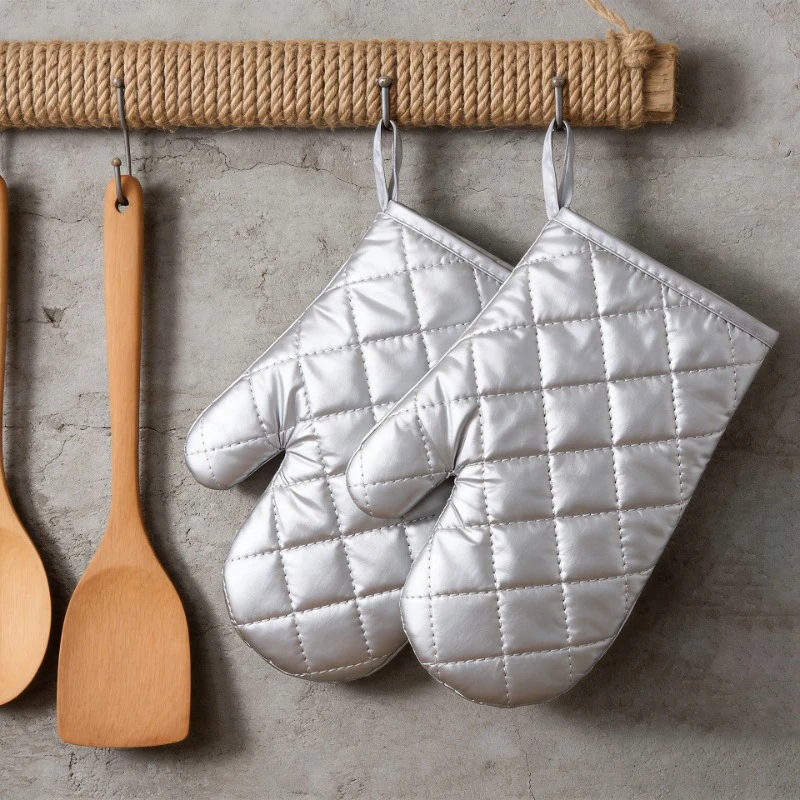 1pc Heat-Resistant Gloves Silver-Coated Thickened Kitchen Hi
