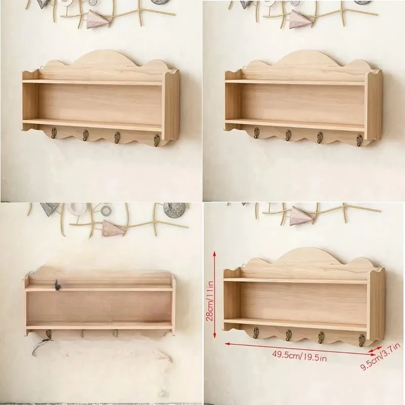 for Brown Wooden Wall Storage Rack Multifunctional Office Bedroom Porch Display Tableware Kitchen Stainless Steel