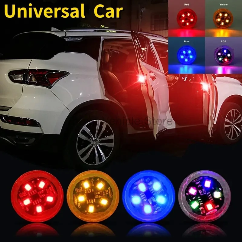 Car Door Warning Light Auto Opening Door Safety Warning Anti-collision 5 LED Magnetic Sensor Strobe Flashing Alarm Signal Lights