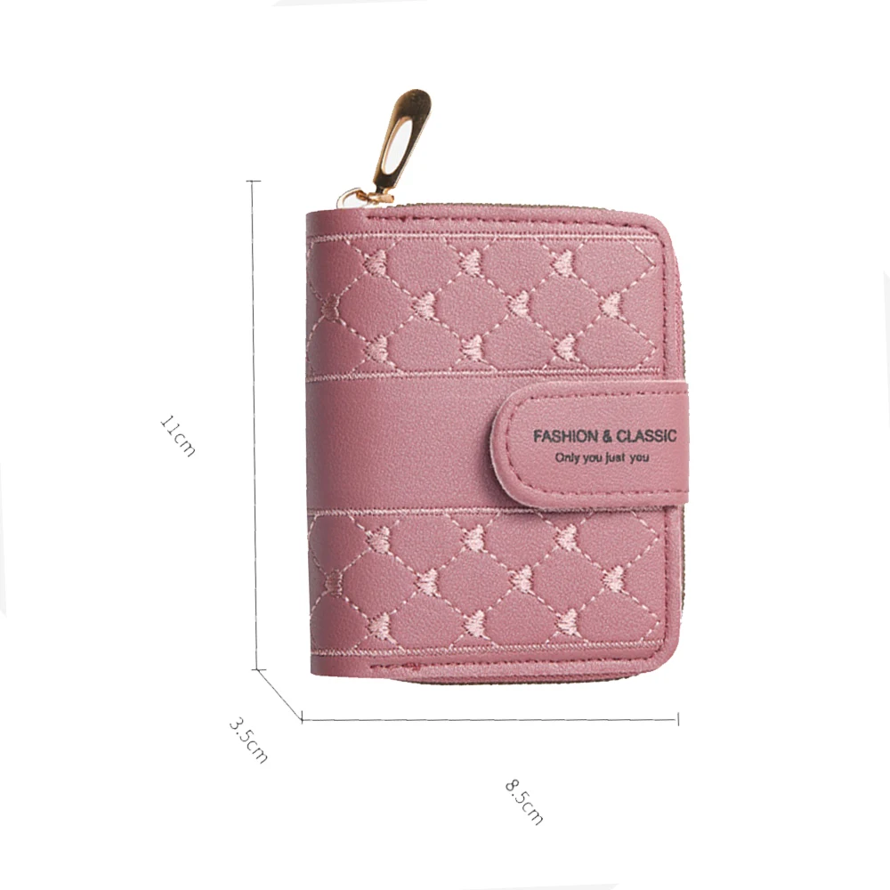 Carteira curta de grande capacidade para mulheres, versátil coração cor embreagem, fivela de zíper, porta-moedas, bolsa feminina, moda simples,