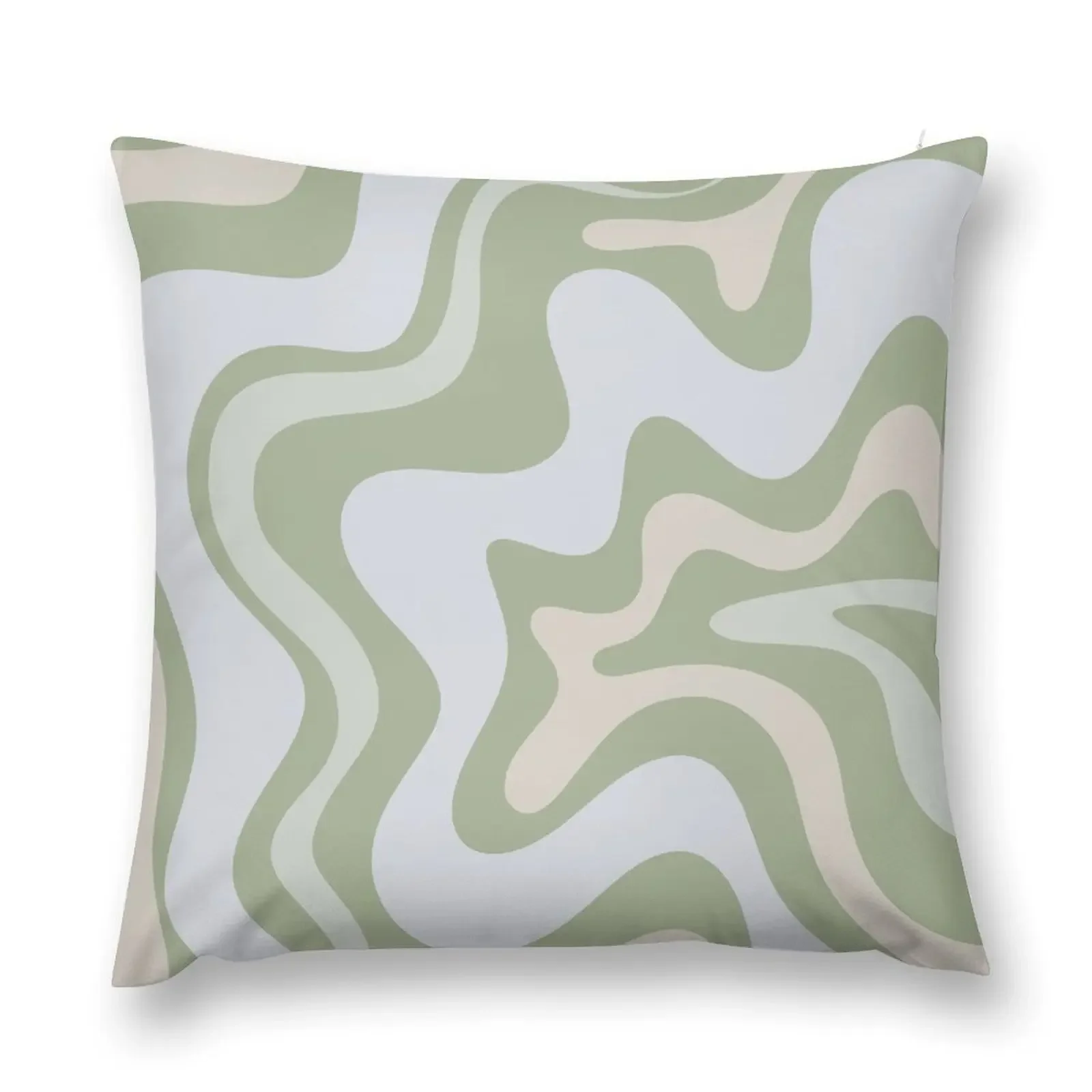 

Liquid Swirl Contemporary Abstract in Light Sage Green Grey Almond Throw Pillow Custom Cushion Photo pillow