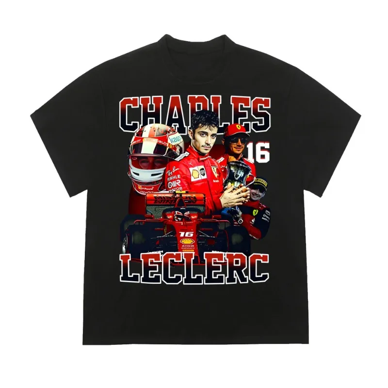 2024 New arrival Charles Leclerc Cotton printed T-shirt F1 Motorsport Training Short sleeve Summer men and women Tees Fashion