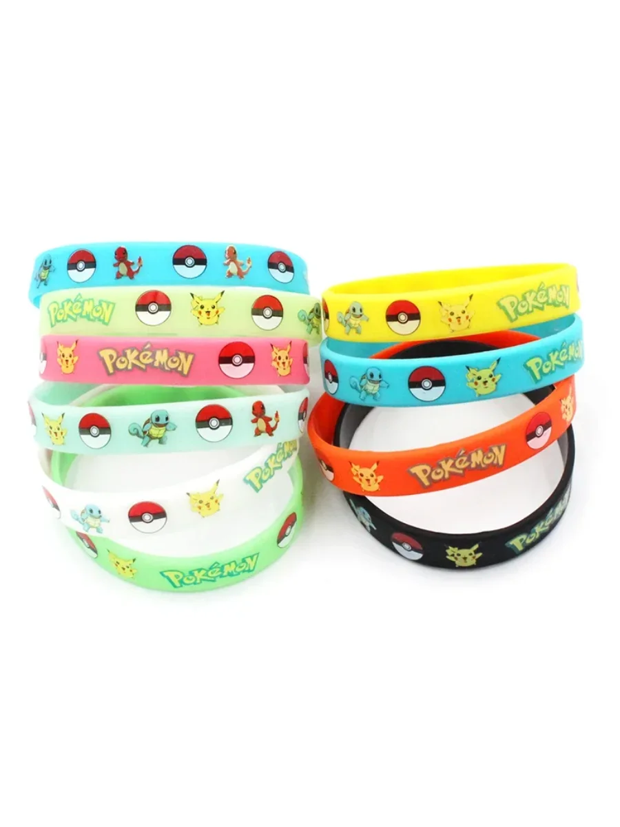 6 pièces Bracelet Pokemon Anime poche Pikachu Noctilucent dessin animé Bracelet en Silicone Bracelets Kawaii Cosplay Accessoires cadeau