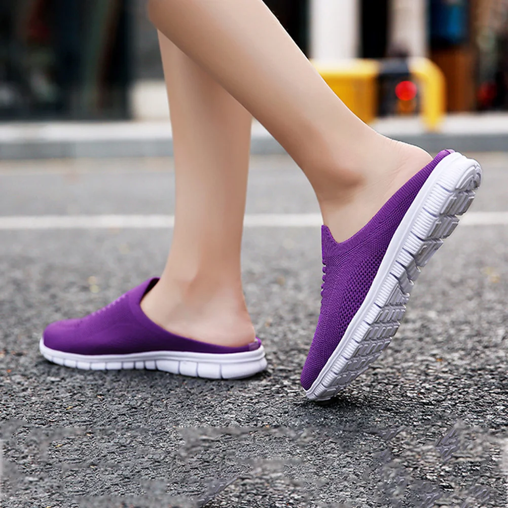 

Casual Shoes Women No Heel Breathable Mesh Upper White Sneakers Loafers Sports Elastic Flat