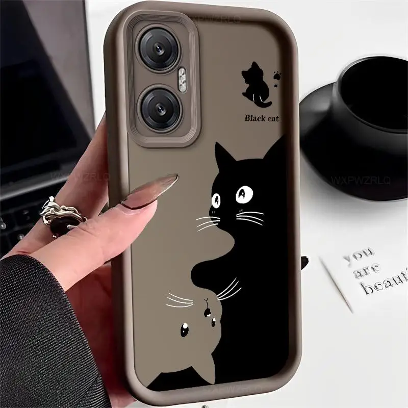 Cute Painted Cat Phone Case For Infinix Hot 20 Play Hot20 Matte Soft Silicone Shockproof Back Cover