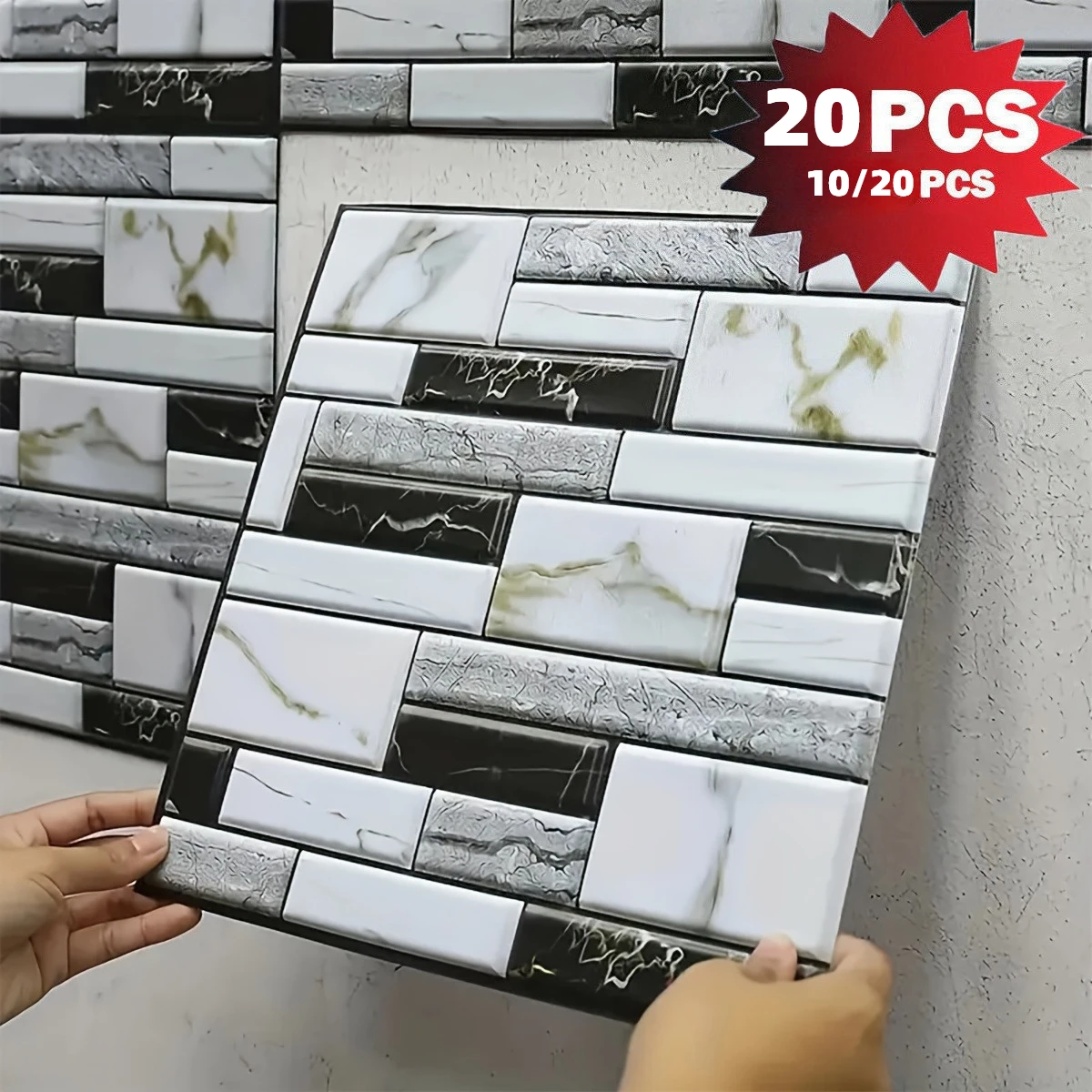 

10/20pcs 3D Simulation Brick Pattern Wall Sticker Home Decor Self-Adhesive Wallpaper for Bedroom,Kitchen,Living Room Background