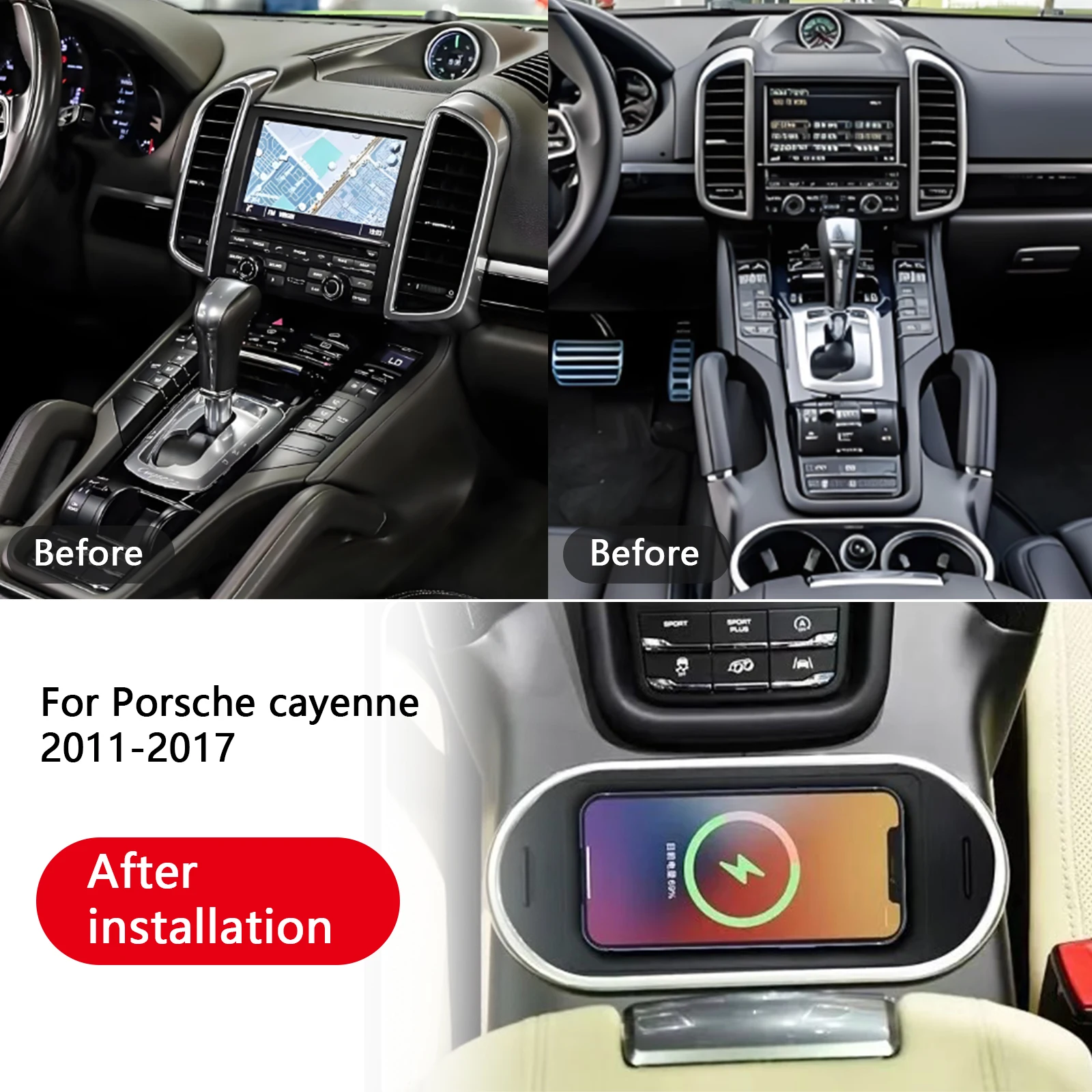 Para porsche cayenne 2011-2017 o leaset carro console central carregador de telefone rápido carregador sem fio placa de carregamento suporte de carreg