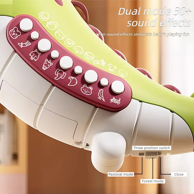 Brinquedo de Dinossauro com Chifres para Crianças, 30 Efeitos Sonoros Engraçados, Instrumento Musical Eletrônico, Educação Infantil, Treinamento de Respiração, Presente