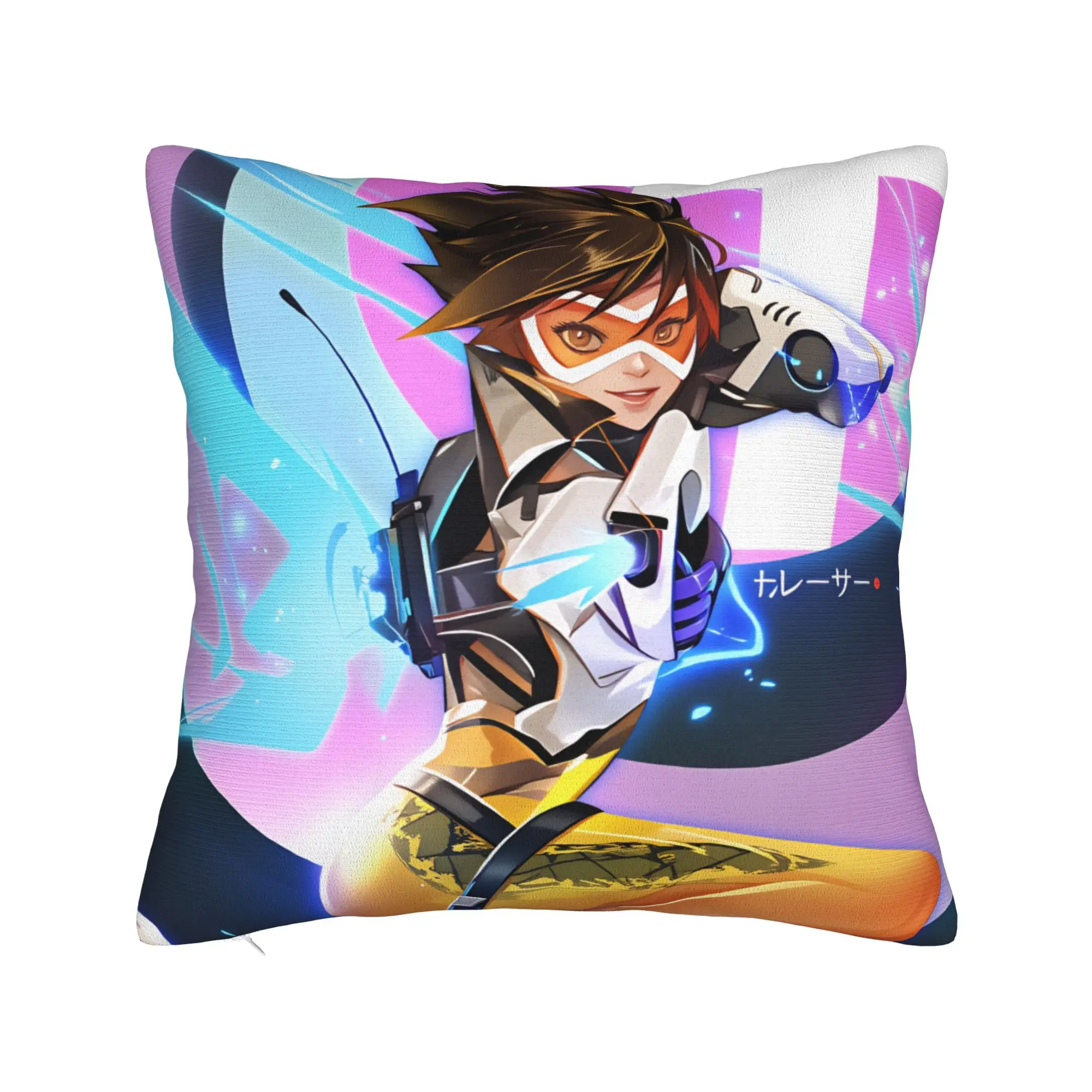 Tracer Overwatch Game Pillowcases  Cute Funny Pillow Case For Sofa Bedroom Home Decor Soft Pillow Cover