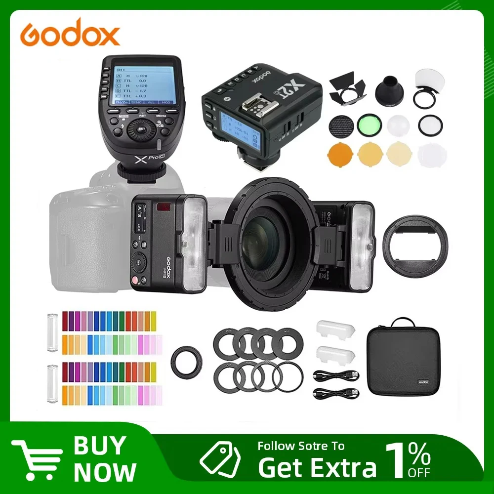 Godox MF12 MF12-K2 Flash TTL Macro Speedlite Flash 2.4 GHz Wireless Control Speedlight for Sony Canon Nikon Fuji Olympus Pentax