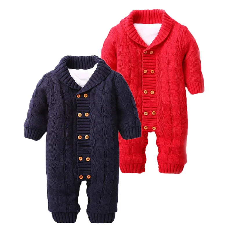 

Winter Baby Romper Boys Girls Jumpsuit Winter Coveralls Soft Warm Knitted Thicken Infant Baby Rompers Outfits