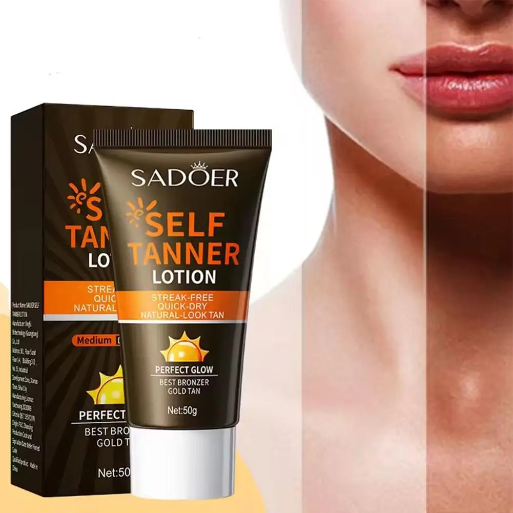 Loção bronzeadora sem sol para rosto e corpo, Loção autobrante, Fake Tan, Não Bloqueia Poros, Z2x6, 50g