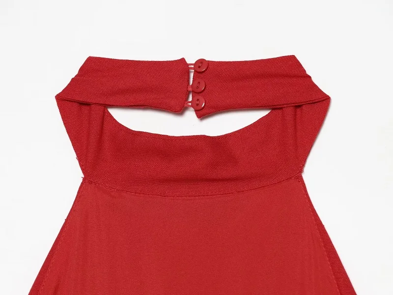MUJER Rotes Gerades Hosen-Set 2-teilig Damen Sommer Niedrige Taille Damenhosen-Anzug Neckholder Crop Top Damen-Outfit Urlaubshose – Detail 11