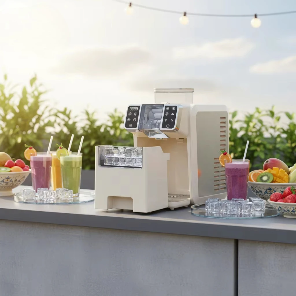 Mini 2 in 1 Ice Cube Maker and Ice Smoothie Machine JP KR One Click Cleaning Fruit Juice Slushy Freezer for Countertop Bar