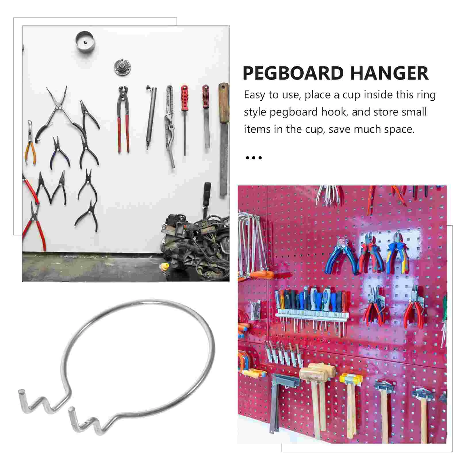10pcs Silver Iron Wire Pegboard Hooks for Hanging ganizing Garage Shop Metal Hoop Style Hangers 678 Space Saving Storage