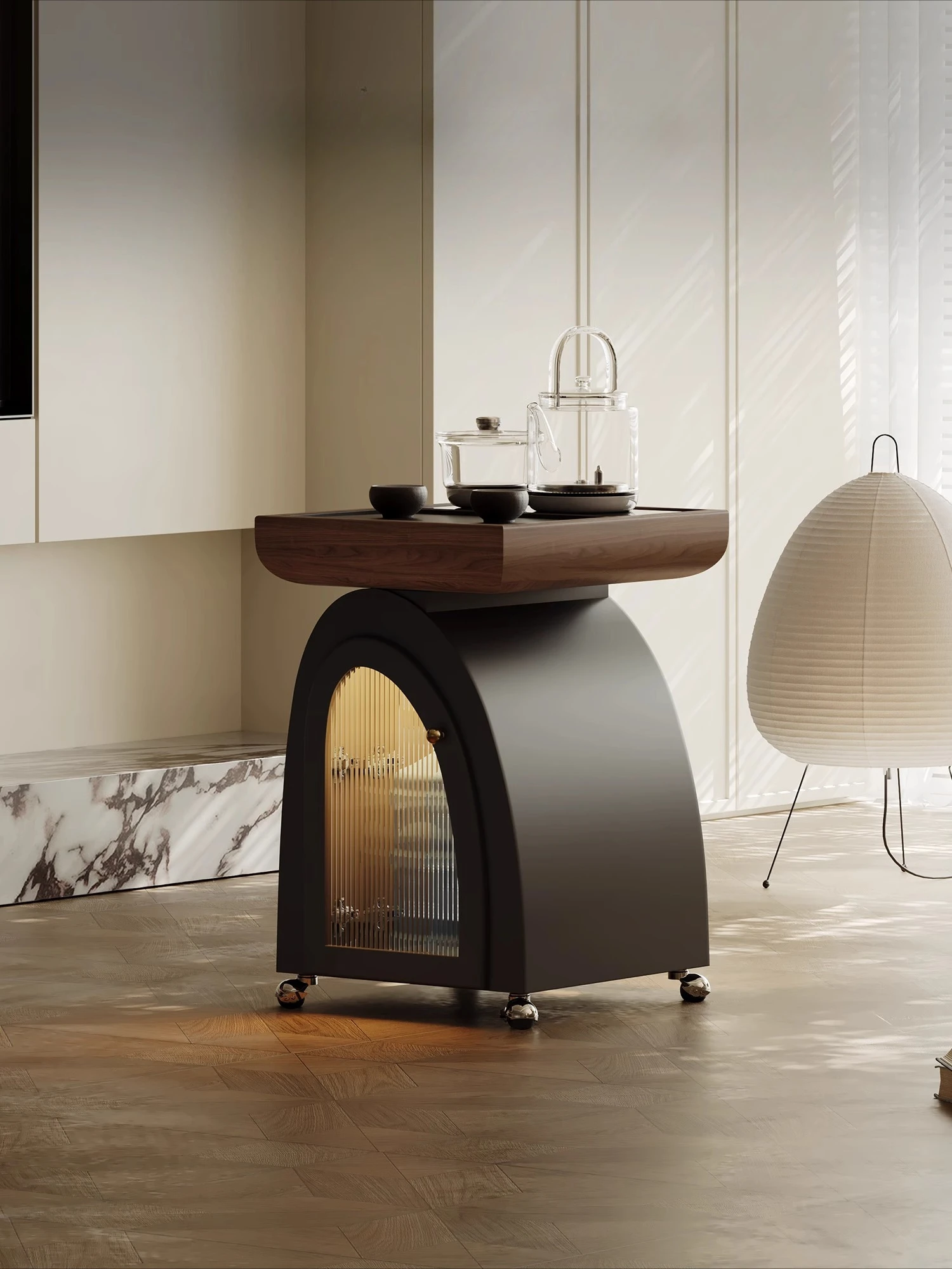 

Итальянский минималистичный передвижной чайный столик с чайником, роскошный высококачественный дизайнерский столик с несколькими балконными гостиными, чайный столик