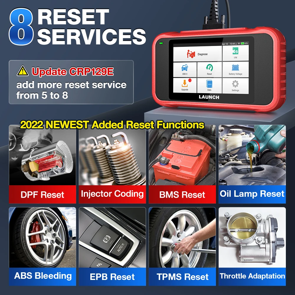 LAUNCH X431 CRP129E  Car OBD2 Diagnostic Tools ENG ABS SRS AT Oil SAS EPB TPMS DPF Reset Auto Scanner Free Update