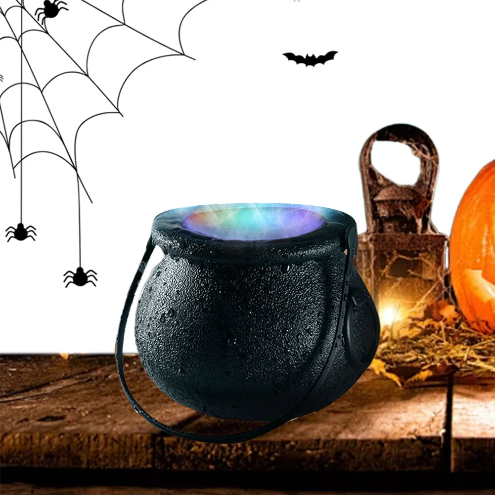 Halloween Witch Cauldron Fog Maker 6 LED Lights Color Changing Water Fountain Mist Maker for Halloween Decorative Prop