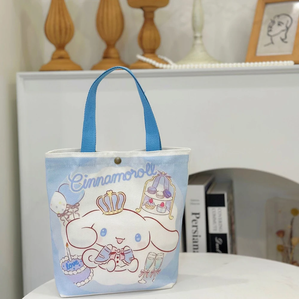 Kawaii Sanrio Cinnamoroll Canvas Bag Hello Kitty Cartoon Shoulder Bags Kuromi Casual Shopping Pochacco Handbag Melody Girl Gifts