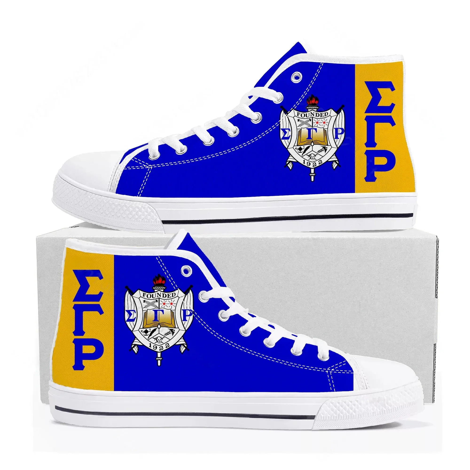 

Rho Sorority ΣΓP 1922 High Top Sneakers Sigma Gamma Mens Womens Teenager Canvas Sneaker Casual Custom Made Shoes Customize Shoe