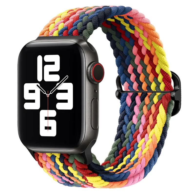 Gevlochten Solo Loop Strap Voor Apple Horloge Band 44Mm 40Mm 38Mm 42Mm Nylon Verstelbare Armband Iwatch serie 7 Se 6 5 4 3 45Mm 41Mm