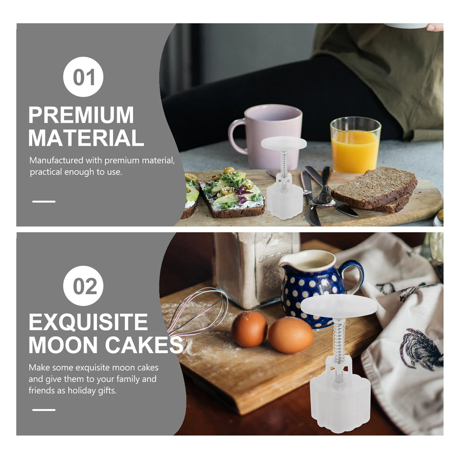 

Moon Cake Mold Baking Tools 3D Design Plastic Stainless Steel Kitchen Supplies Pastry Molds for Bread Chocolate