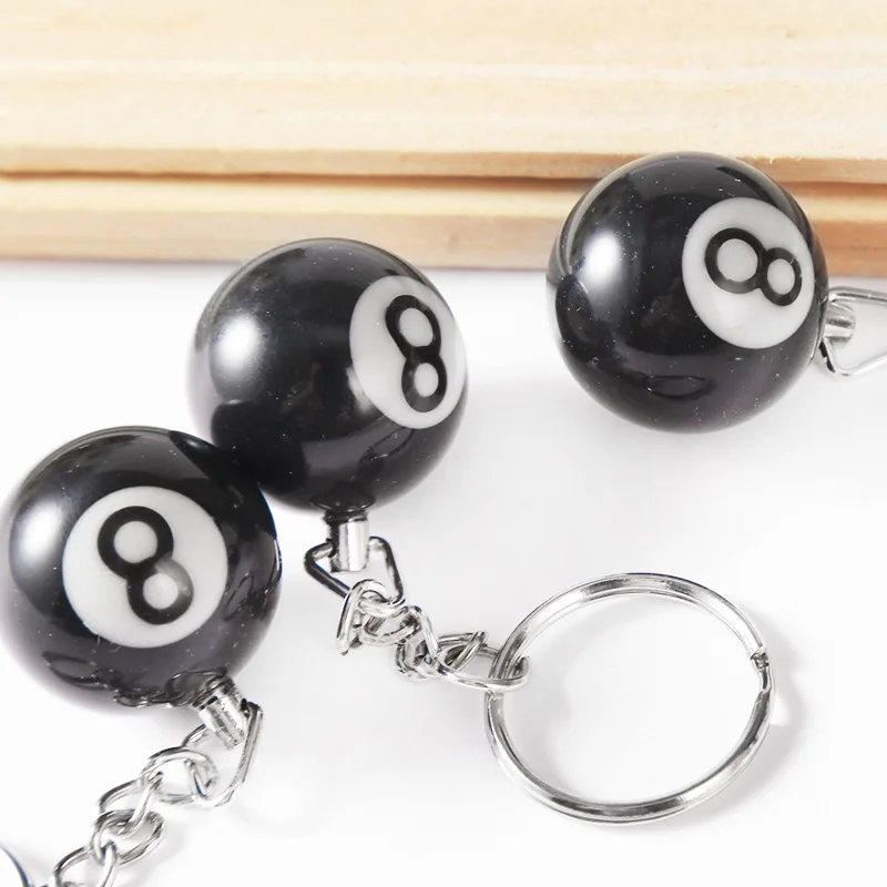 Fashion Creative Billiard Pool Keychain Table Ball Key Ring 25mm Black No 8 Key Chains 25mm Resin Ball Jewelry Gift