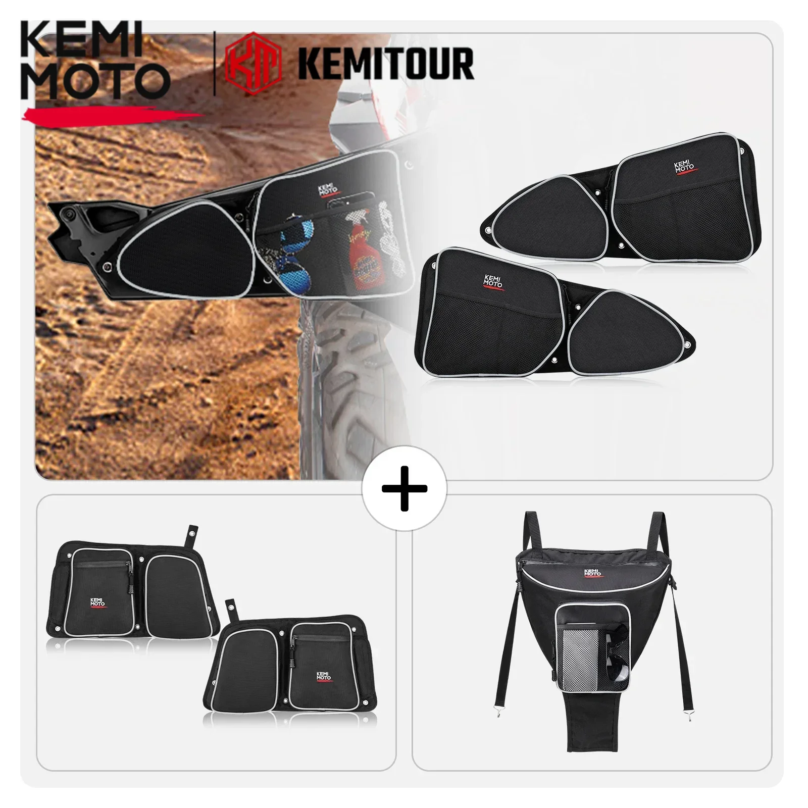 

KEMIMOTO 1680D UTV Front Rear Door Knee Pad Center Bag Compatible with Polaris RZR XP 4 1000/ XP4 Turbo/Turbo S /4 900 2014-2023