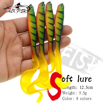 WALK FISH 4PCS Jigging Wobblers Fishing Lure 12.5cm 5.5g shad T-tail soft bait Aritificial Silicone Lures Bass Pike Fishing 1
